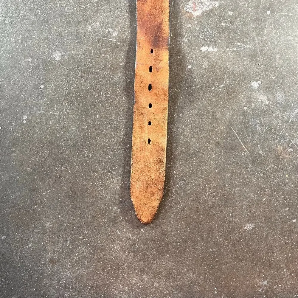 vintage water damaged nubuck leather belt mountain design